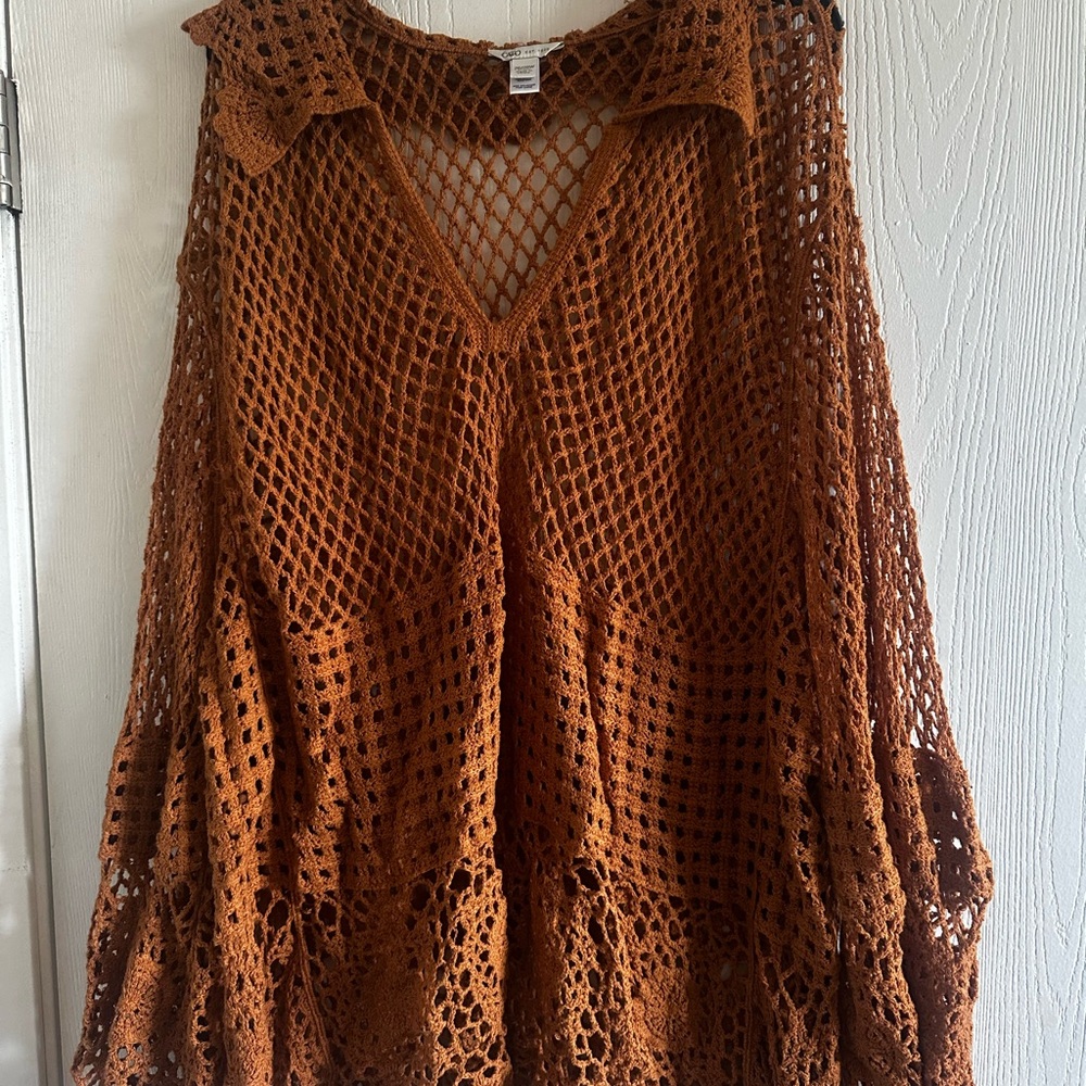 Cato Rust Crochet Top
